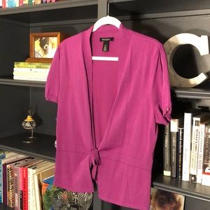 Short sleeve purple wrap sweater LG WHBM